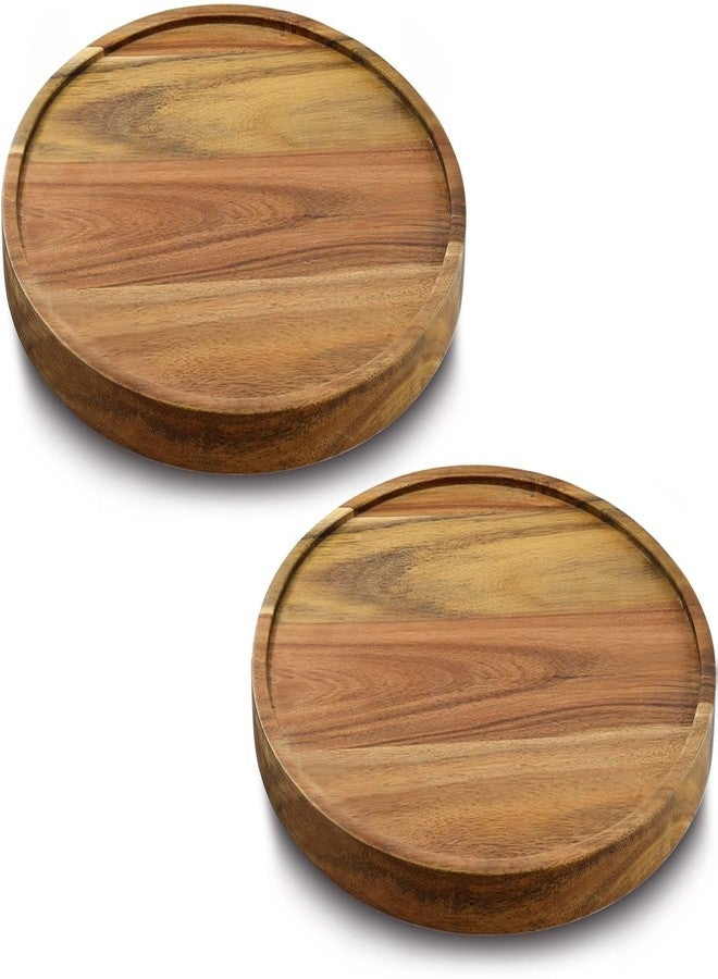 AUAM 10" Acacia Wood Lazy Susan Organizer Kitchen Turntable for Cabinet Pantry Table Organization,2 Pack - Image 1